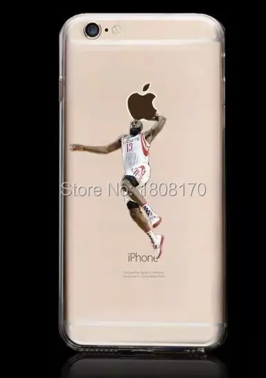 Прозрачный Jordan Спорт Баскетбол игрока ТПУ мягкий чехол для iPhone 6 S Plus 4.7 5.5 i6 5 5S силиконовые крышка НБА Стрельба 200 шт