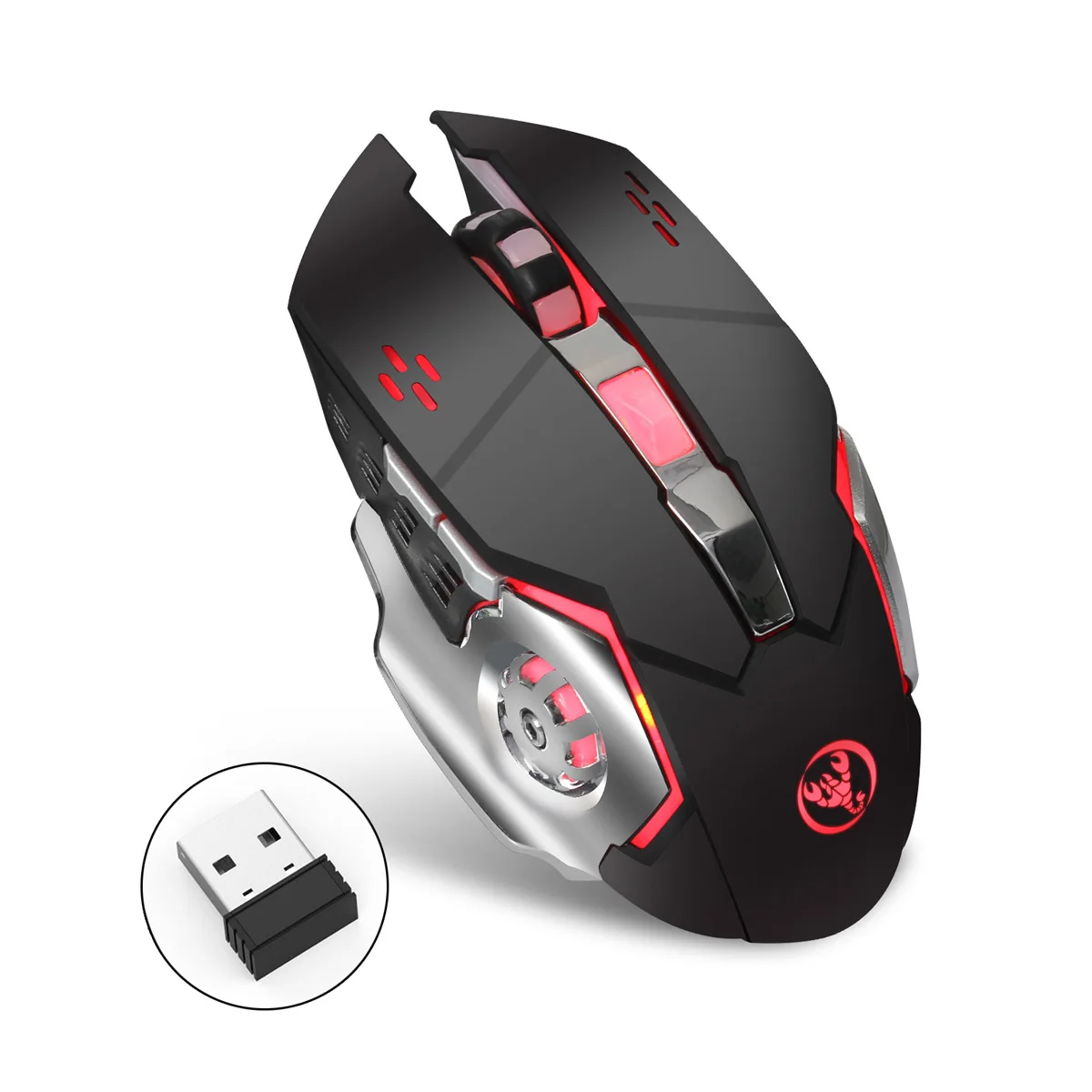 

Wireless Gaming Mouse 2400DPI USB Rechargeable Ergonomic Mouse 6 Button 7 Colors Breathing Light Optical Mouse