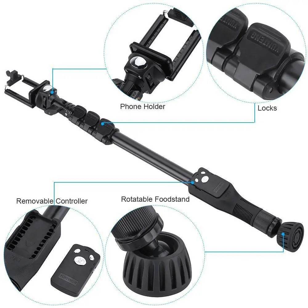 

Yunteng VCT-388 Self Stick Monopod Bluetooth Remote clip for camera phone DV