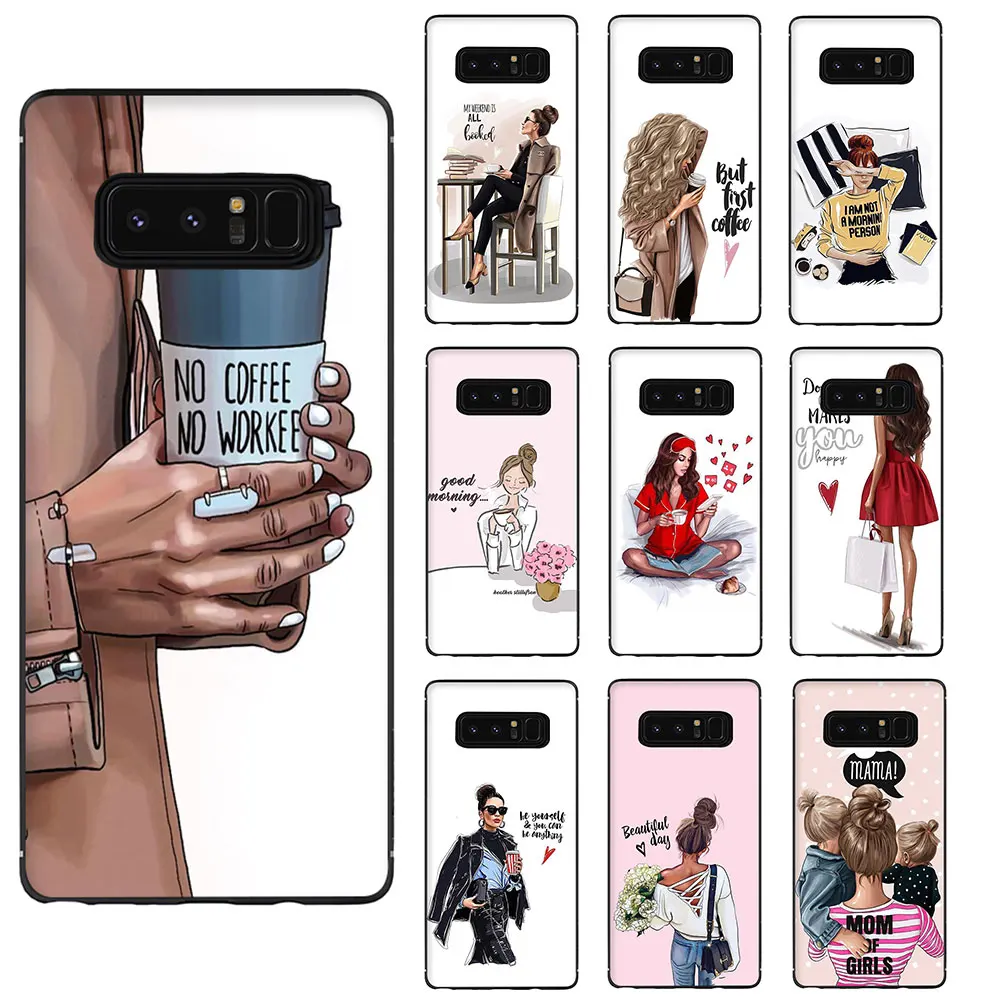 

Queen Princess Girl Female boss coffee Soft TPU phone cover case for Samsung S6 S7 S8 S9 S10 Plus S10e Note 10 8 9 M10 M20 M30