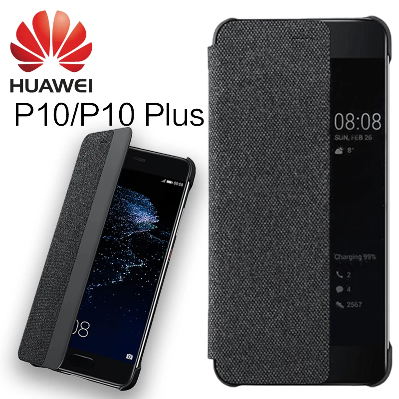 

HUAWEI P10 case cover 100% Original Flip Cover Smart Window Auto Wake UP Leather silicon for P10 Plus protect case 5.2''/5.5''
