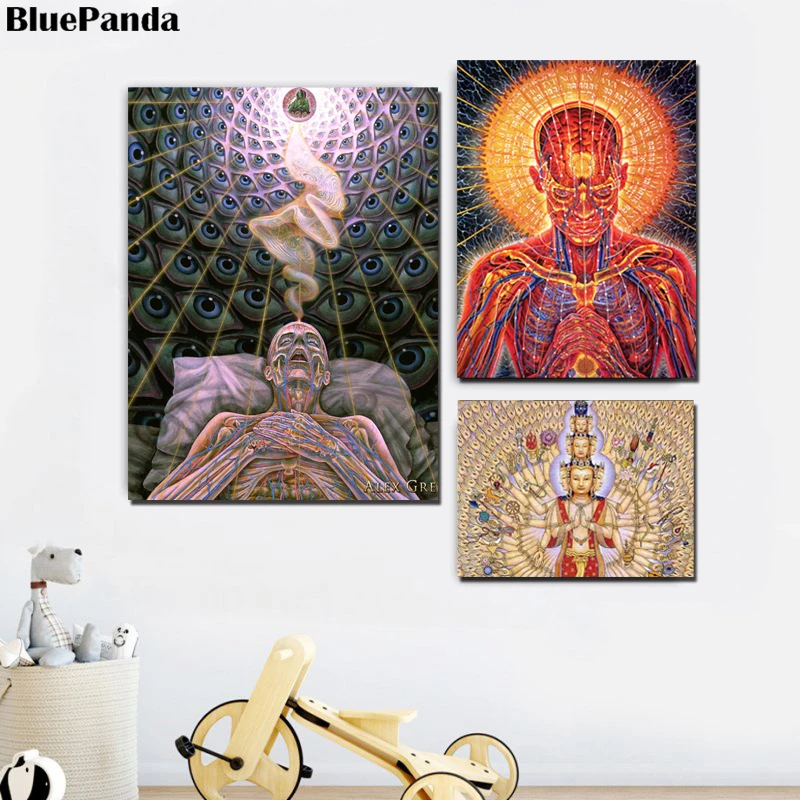 Alex серые священные зеркала Oversoul Cosmic Christ Ocean of Love Bliss Jesus Posyer Картина на холсте