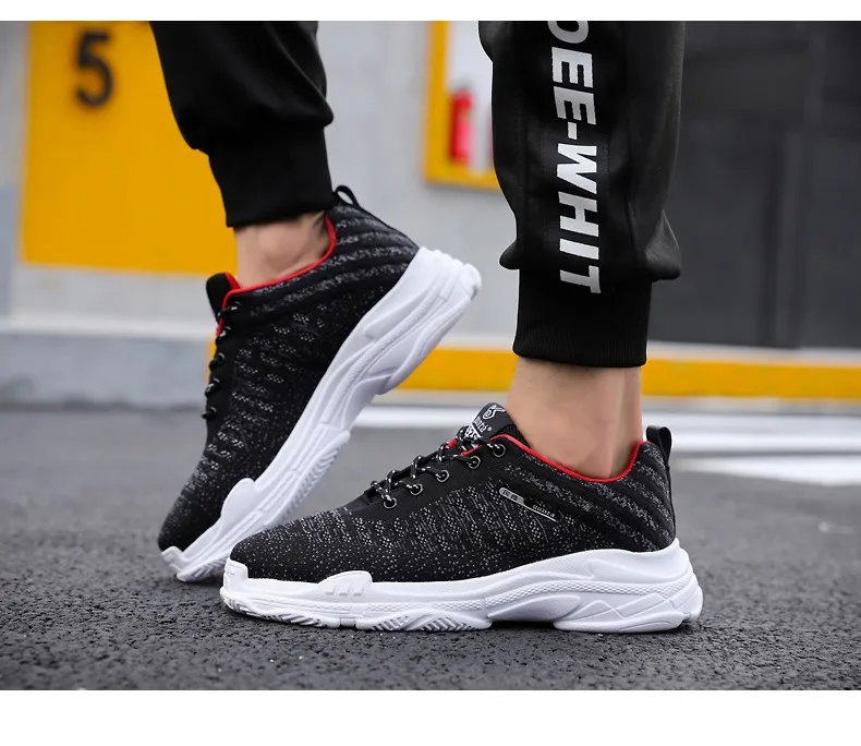 2019 Весна Flyknit спортивная обувь для мужчин твердая черная корзина кроссовки из дышащего сетчатого материала мужские chaussure homme спортивная
