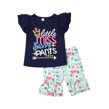 

US Princess Baby Girl Sassy Tops T-shirt+Floral Pants Outfits Set Clothes Summer