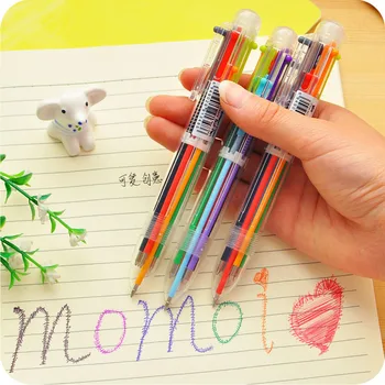 

1pcs Creative 6 Colors Ballpoint Pen Lovely Multicolor Pen Multifunctional Color Pen Gel Pen for Students Kids Drawing Tool