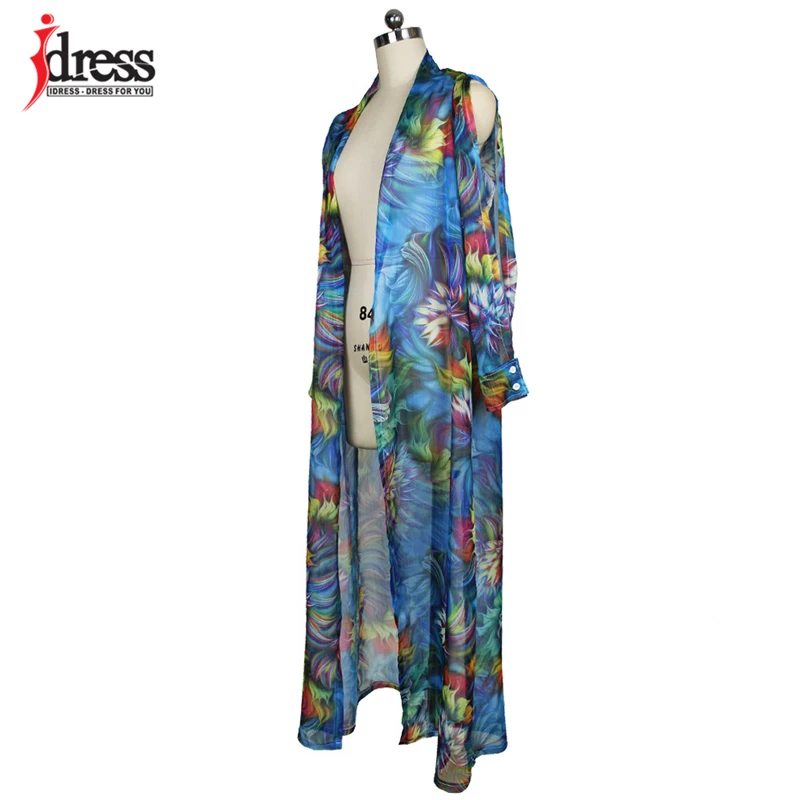 IDress Women Casual Vintage Boho Floral Printed Chiffon Shawl Cardigan Tops Cover up Blouse Shirts Summer Long Beach Blouse for Ladies (1)