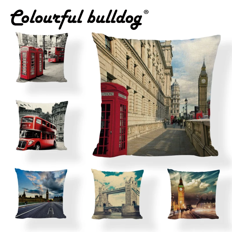 Dropshipping Cushion Cover London Building Square 45*45cm