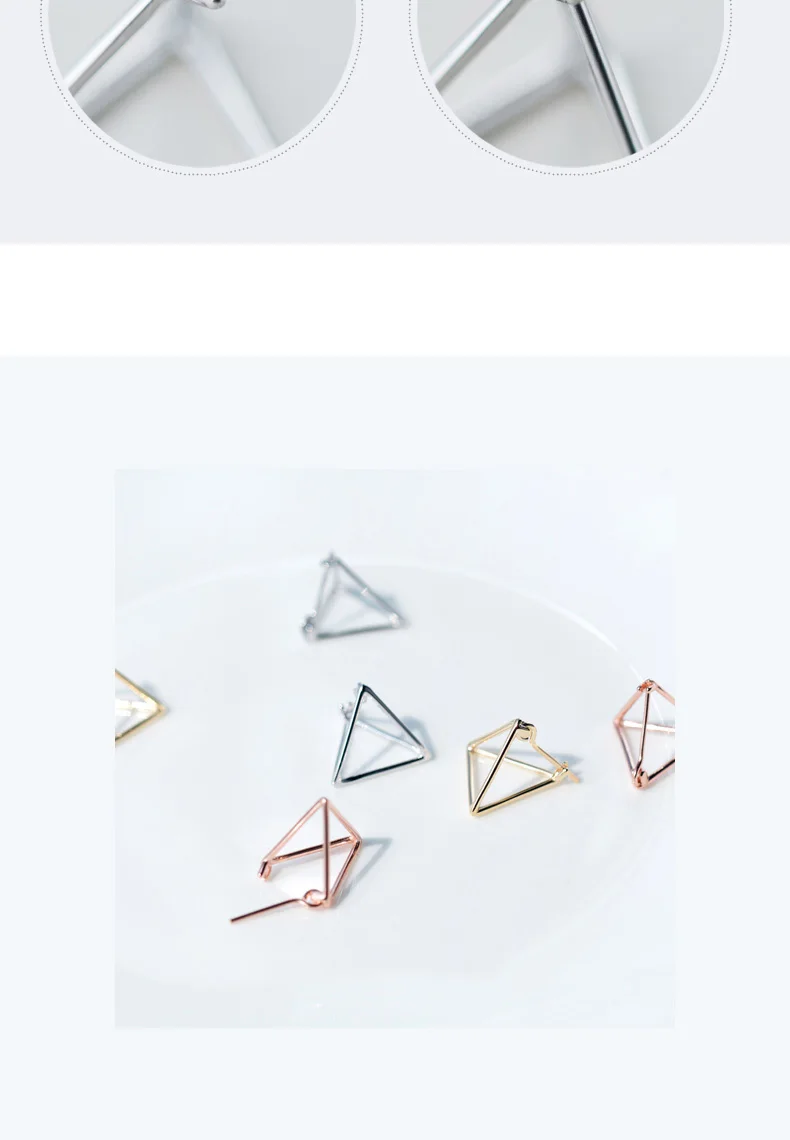 Trusta, 925 пробы, серебряные серьги, 3D треугольная серьга-гвоздик, 1 пара, для женщин, девушек, модное ювелирное изделие, DS1274