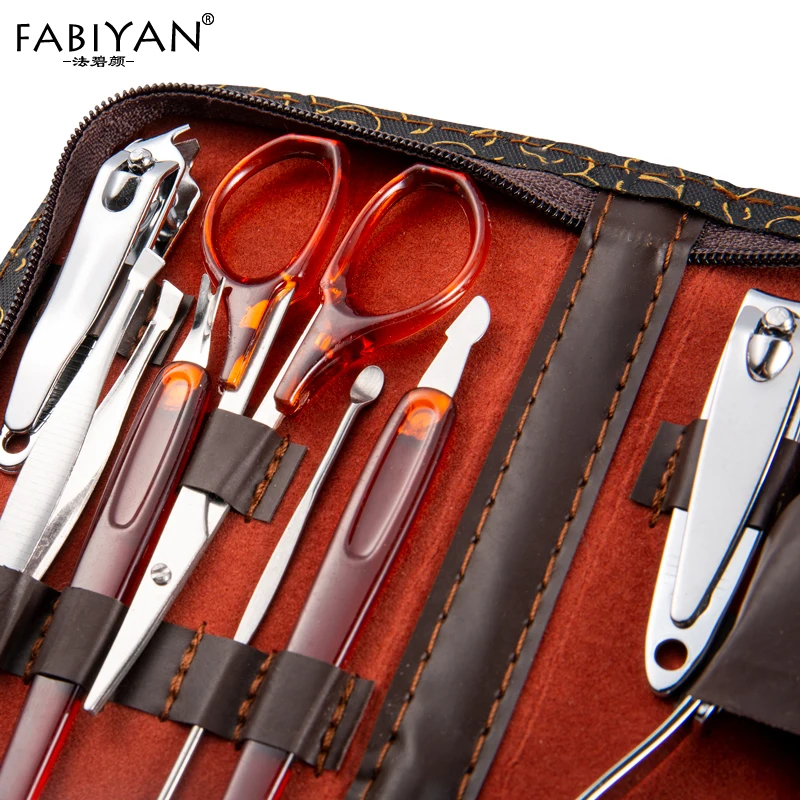 Set 10in1 Pedicure Manicure Nail Art Cuticle Clippers Nipper Scissors Cleaner Grooming Stainless Steel Kit Case Tool