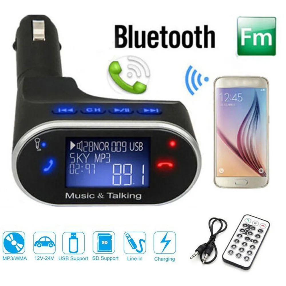 Универсальный ЖК беспроводной Bluetooth автомобильный комплект MP3-плеер fm-передатчик модулятор беспроводной USB SD и