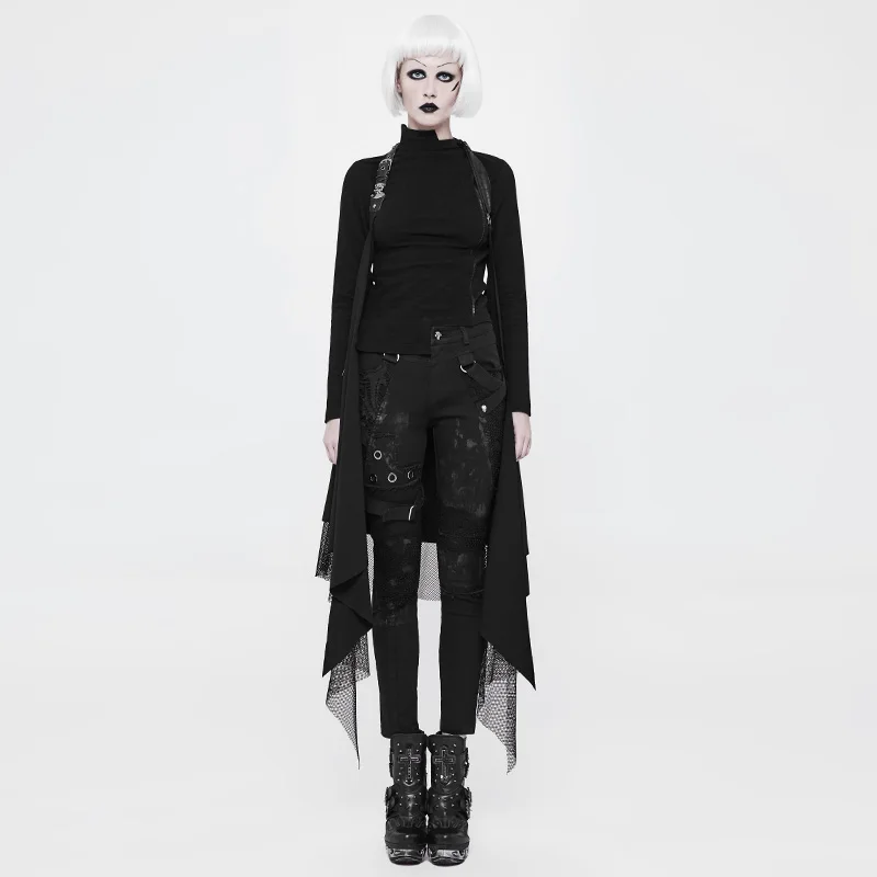 Панк рейв модные Универсальные трикотажные с сеткой черные повседневные женские кейпы шаль пальто Готический WY918
