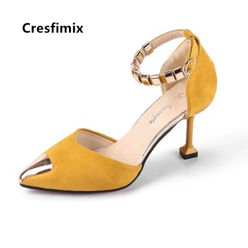 Женские классические туфли на высоком каблуке Cresfimix Mujer Tacones Altos желтые вечерние
