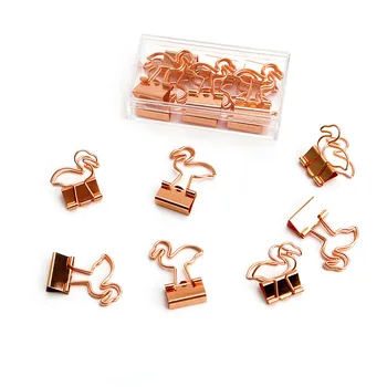 

9pcs Flamingo Design Binder Clip Stationery Hollow Out Metal Binder Clips for Planner Photos Tickets Notes Letter Paper Clip