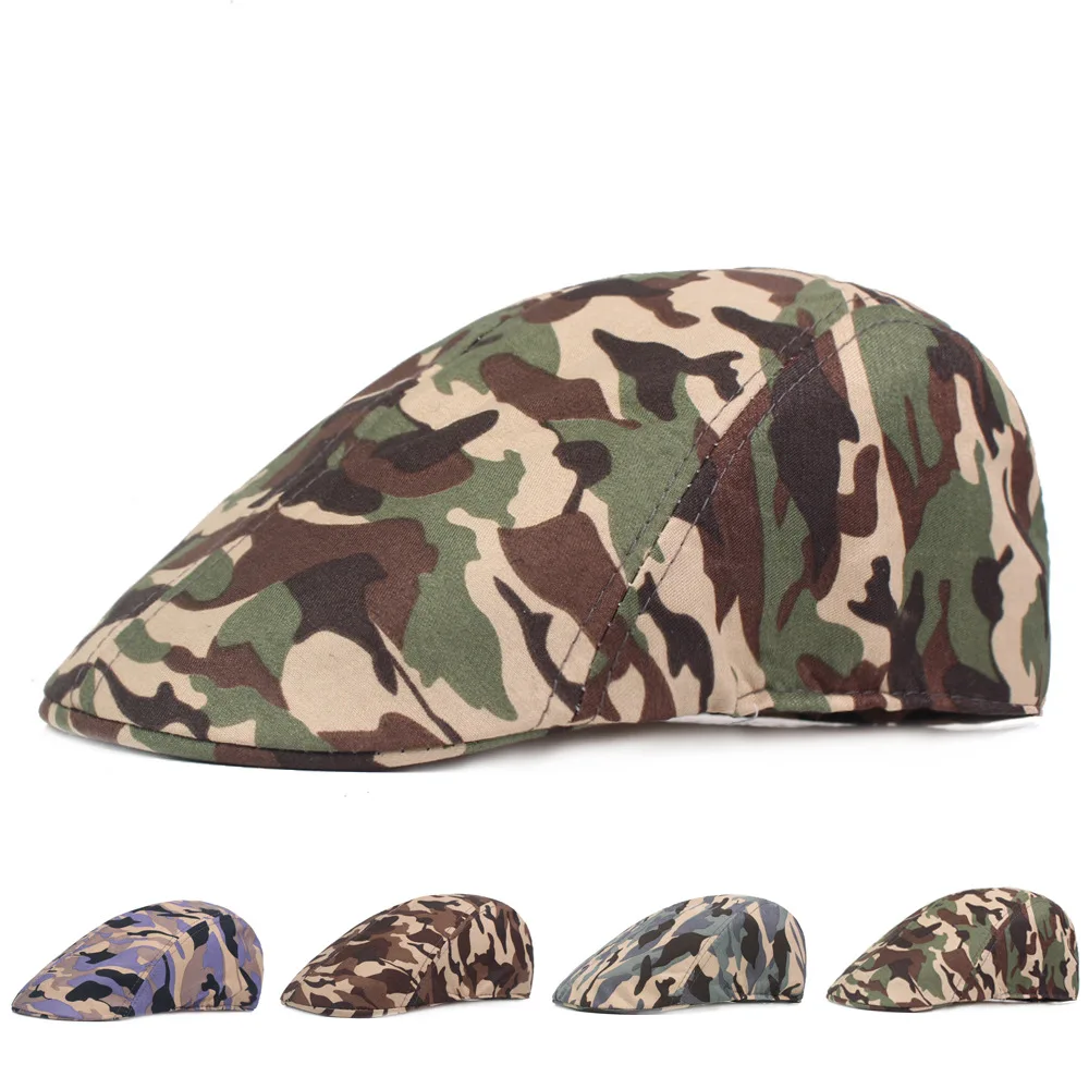 

HT1721 2018 New Fashion Men Women Caps Casual Camo Berets Unisex Cabbie Newsboy Flat Caps Men Female Beret Caps Hats for Men