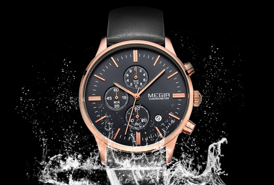 Megir кварцевые часы мужские светящиеся водонепроницаемые спортивные часы мужские коммерческие кожаные Наручные часы 2011