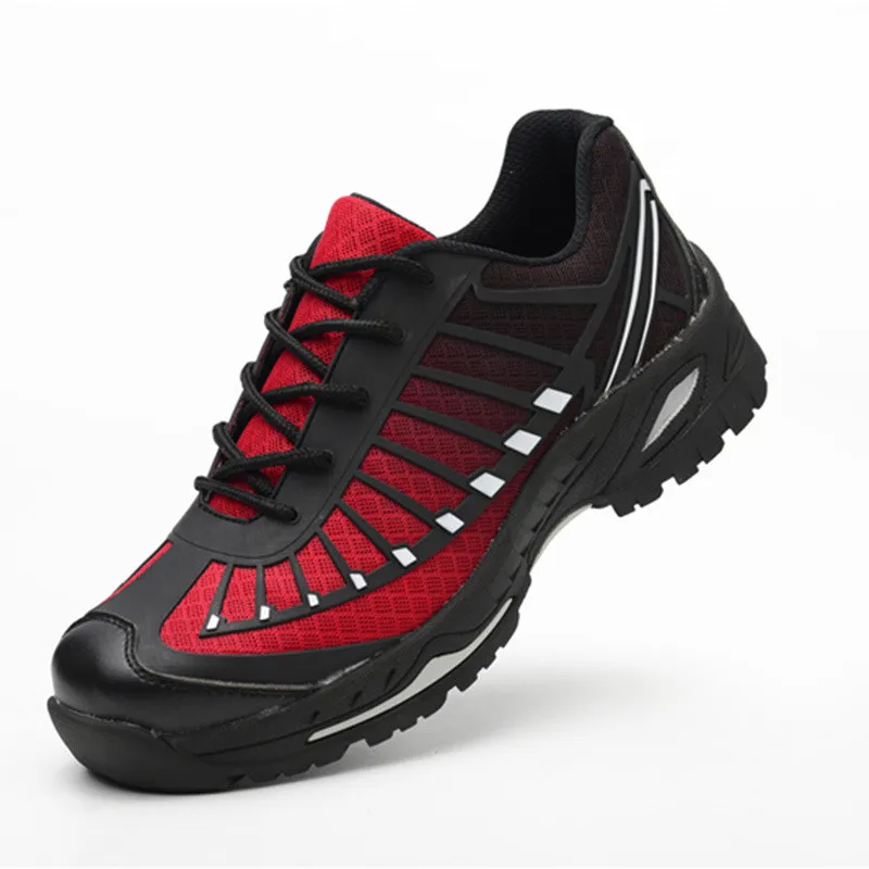 DEWBEST/Мужская Рабочая и защитная обувь со стальным носком, противоскользящие, противопрокольные, строительные рабочие ботинки, Нескользящие, дышащие, для безопасности - Цвет: Красный