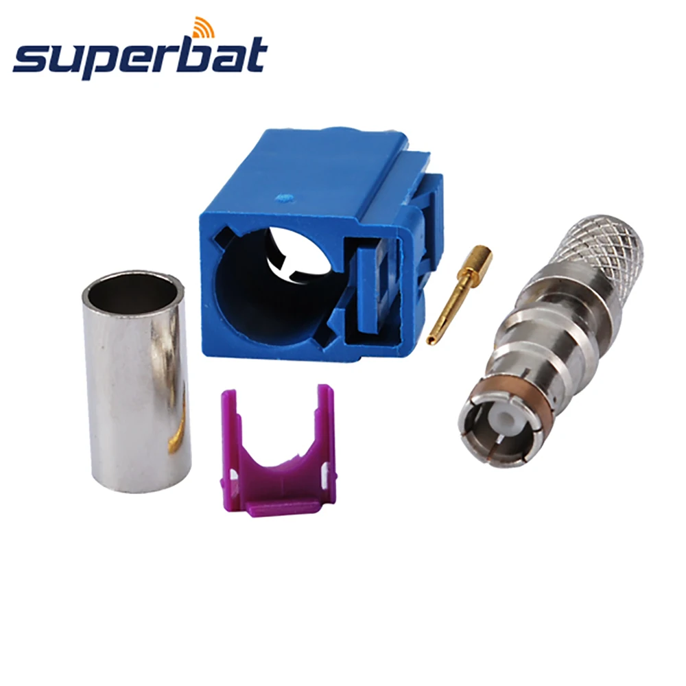 Blue Female Crimp RF Coaxial Connector for GPS Antenna