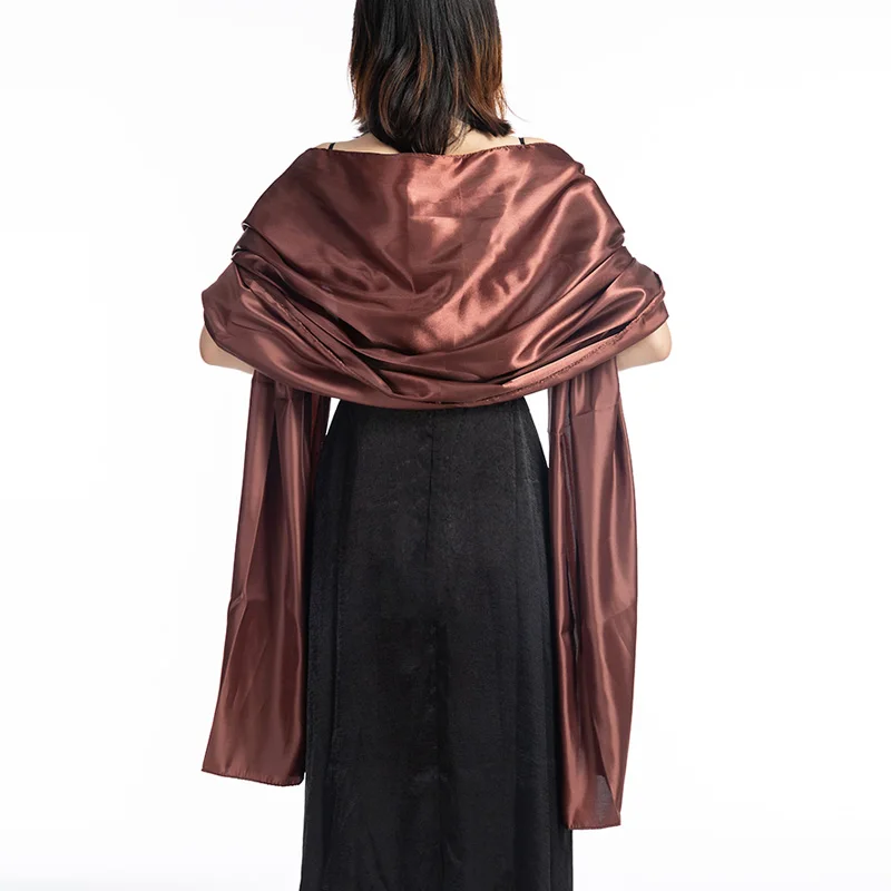 Элегантная женская сатиновая шаль, вечерние шали, свадебная шаль для невесты, 2 размера,, OEM заказ принимается - Цвет: brown