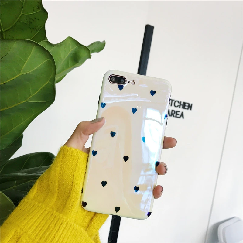 Лазерный свет love телефона чехол для iPhone X милые мягкие сердце глянцевый |