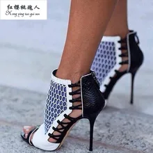 Schuhe Freies verschiffen 2016 neue sommer frauen sandalen high heel schuhe mode schwarz cut-out big size uns größe 4–13