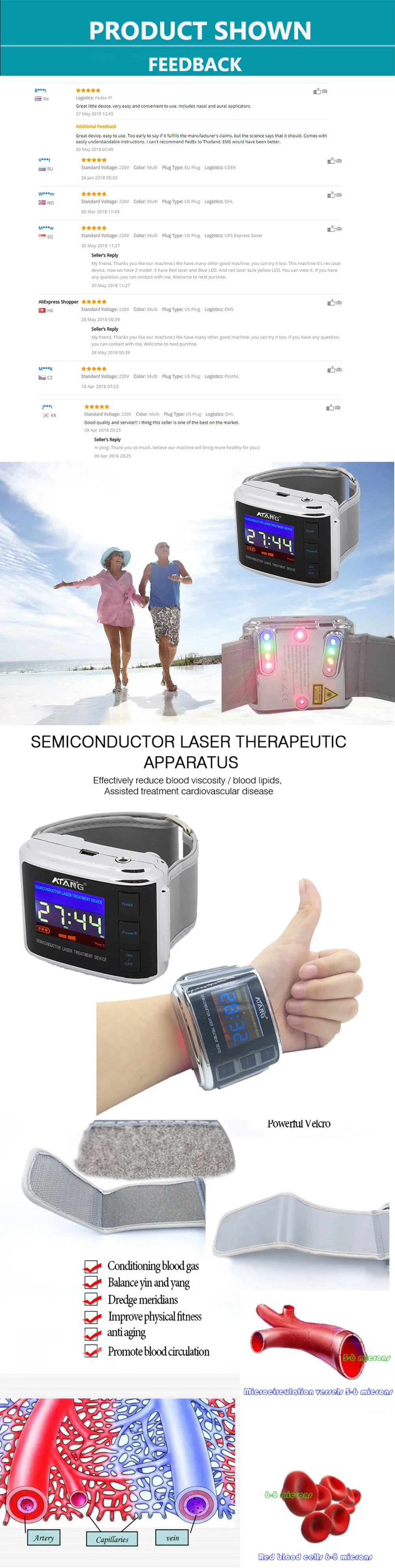 Four color laser watch medical laser device clean blood circulation lowering blood pressure promoting blood circulation