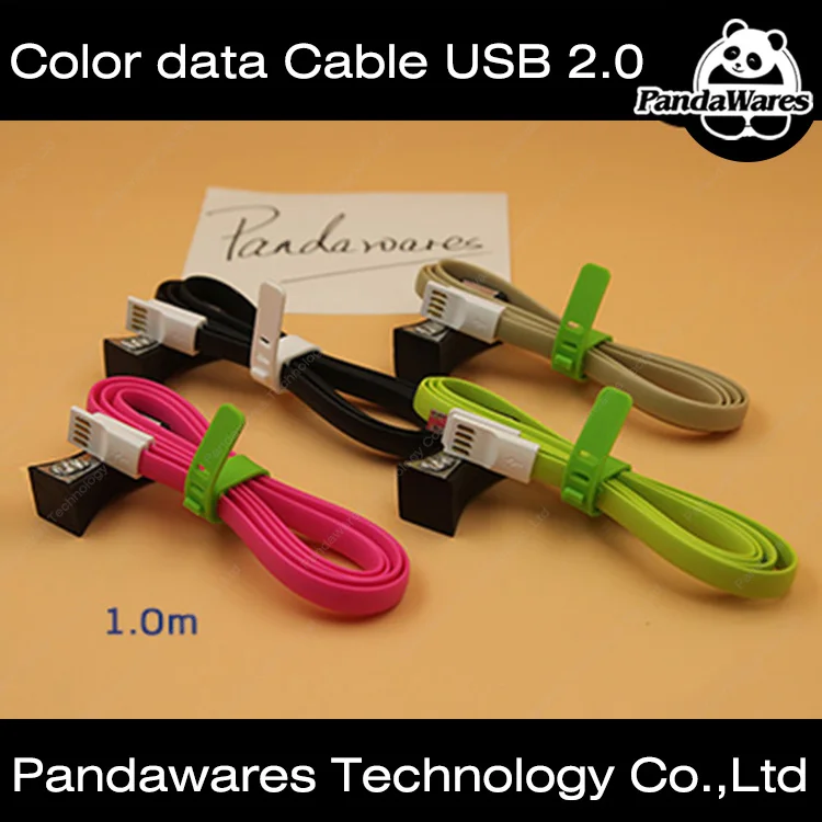 Micro USB Cable 2.0 Data sync Charger cable ForSamsung galaxy phone  Lenovo phone and android phone 1 meter colorful flat