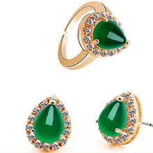 Натуральное слово прекрасный женский подарок кварцевый камень 2.1ct зеленый нано серьги с драгоценным камнями набор колец твердая коробка цепь серебро-ювелирные изделия