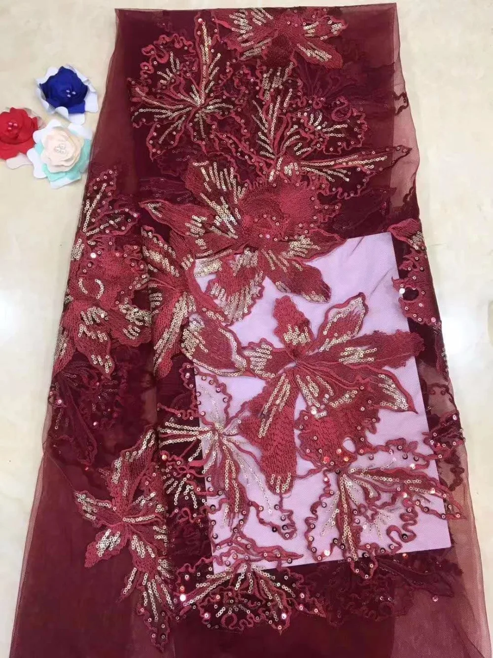 

stock 5yards/bag XC03 even-colour embroidered sequin elegant style fabrics for wedding dresses and fashionable stage gowns