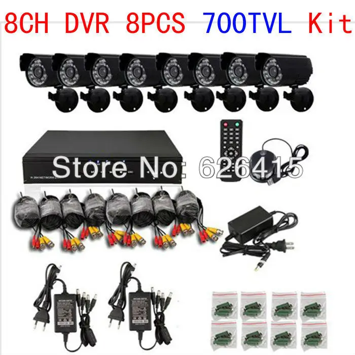 Home 700TVL 8CH CCTV Security Camera System 8CH DVR 700TVL Outdoor Day Night IR Camera DIY Kit Color Video Surveillance System
