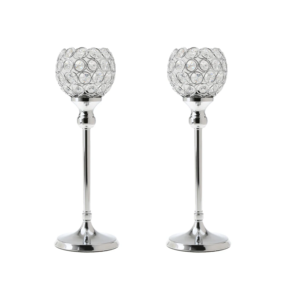 2x Кристалл Votive Tealight подсвечник свадебное место Декор серебро 35 см H | Дом и сад