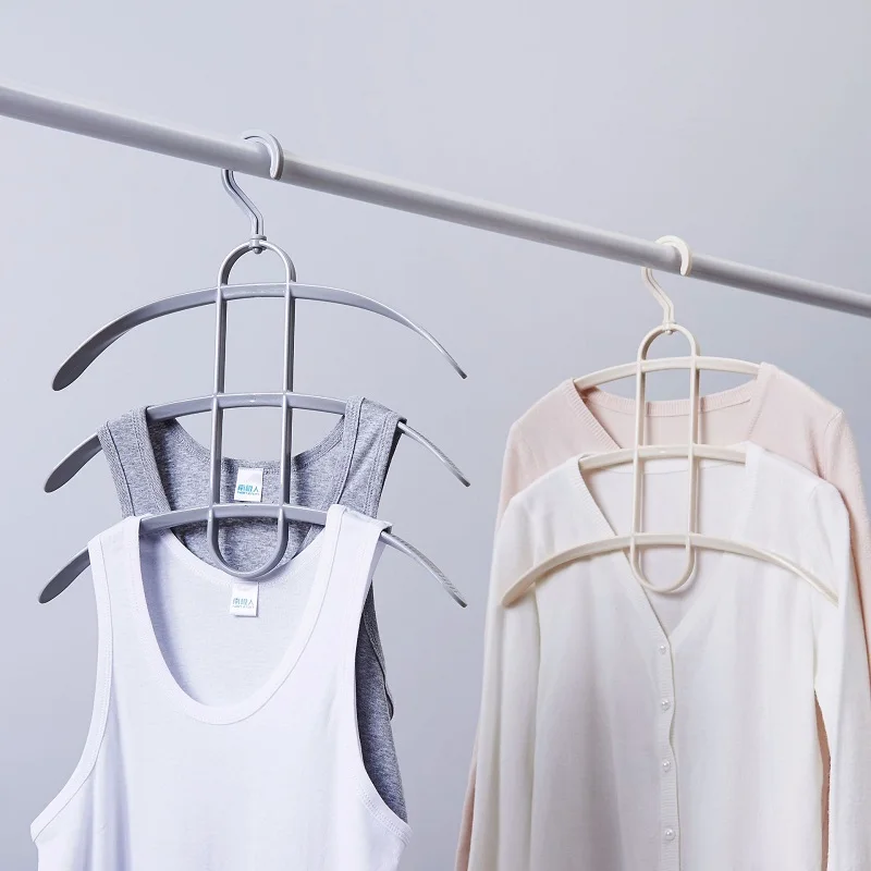 

2Pcs/Set Multi-function Three-layer Hanger Home Storage Clothes Non-slip Support Fish Bone Shape Drying Rack Multi-layer Hanging
