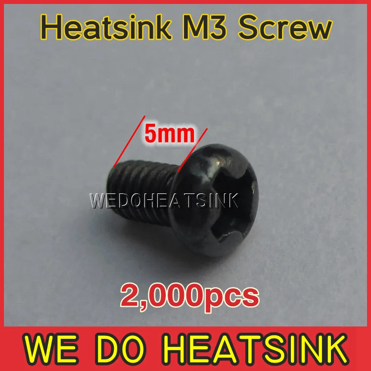 Free Shipping 2,000pcs Heatsink TO220 Radiator M3 Screw Black 5mm