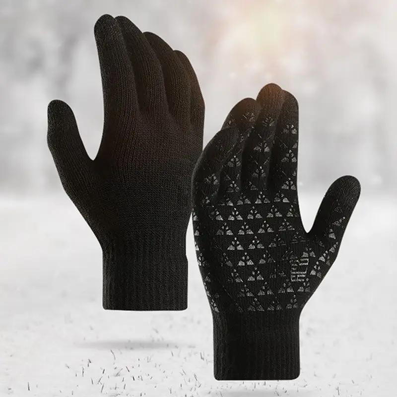 Женские теплые вязаные перчатки с сенсорным экраном Нескользящие перчатки термостойкие спортивные перчатки