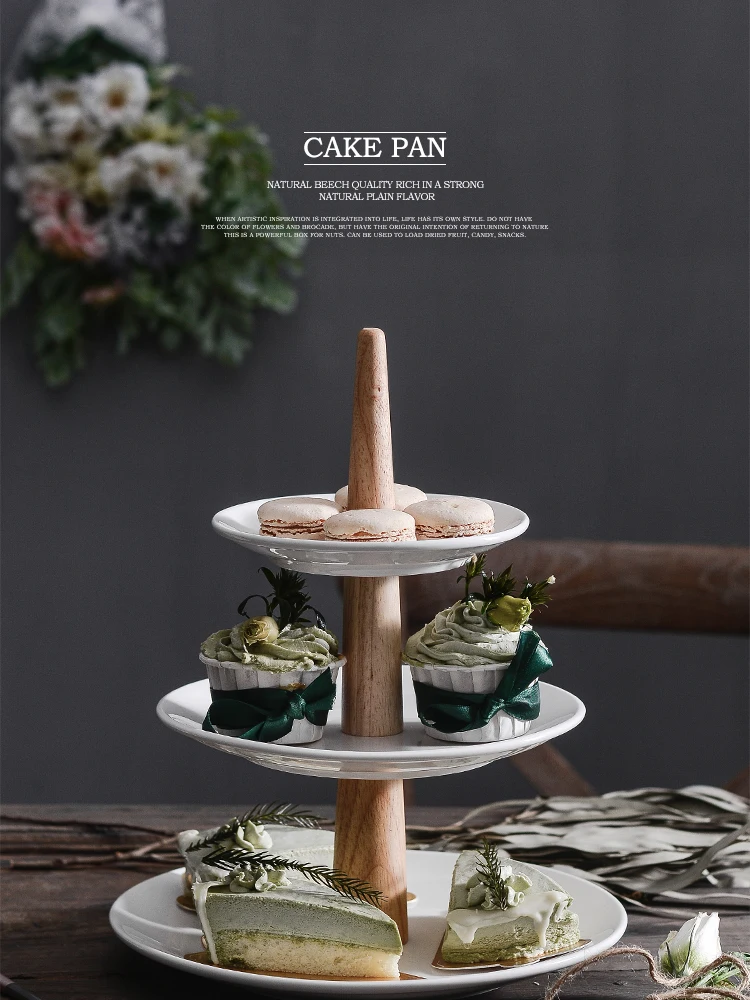 Креативная керамическая сковорода для торта, трехслойный поднос, послеобеденная полка для чая, фруктов, закусок, десерта, стенд, праздничное украшение для вечеринок