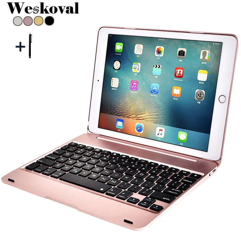 Дешево Клавиатура для iPad Pro 2016, 9,7 дюймов, беспроводная, Bluetooth, тонкая, алюминиевый сплав, для iPad Pro 9,7 (2016), планшет, откидная подставка, чехол + ручка