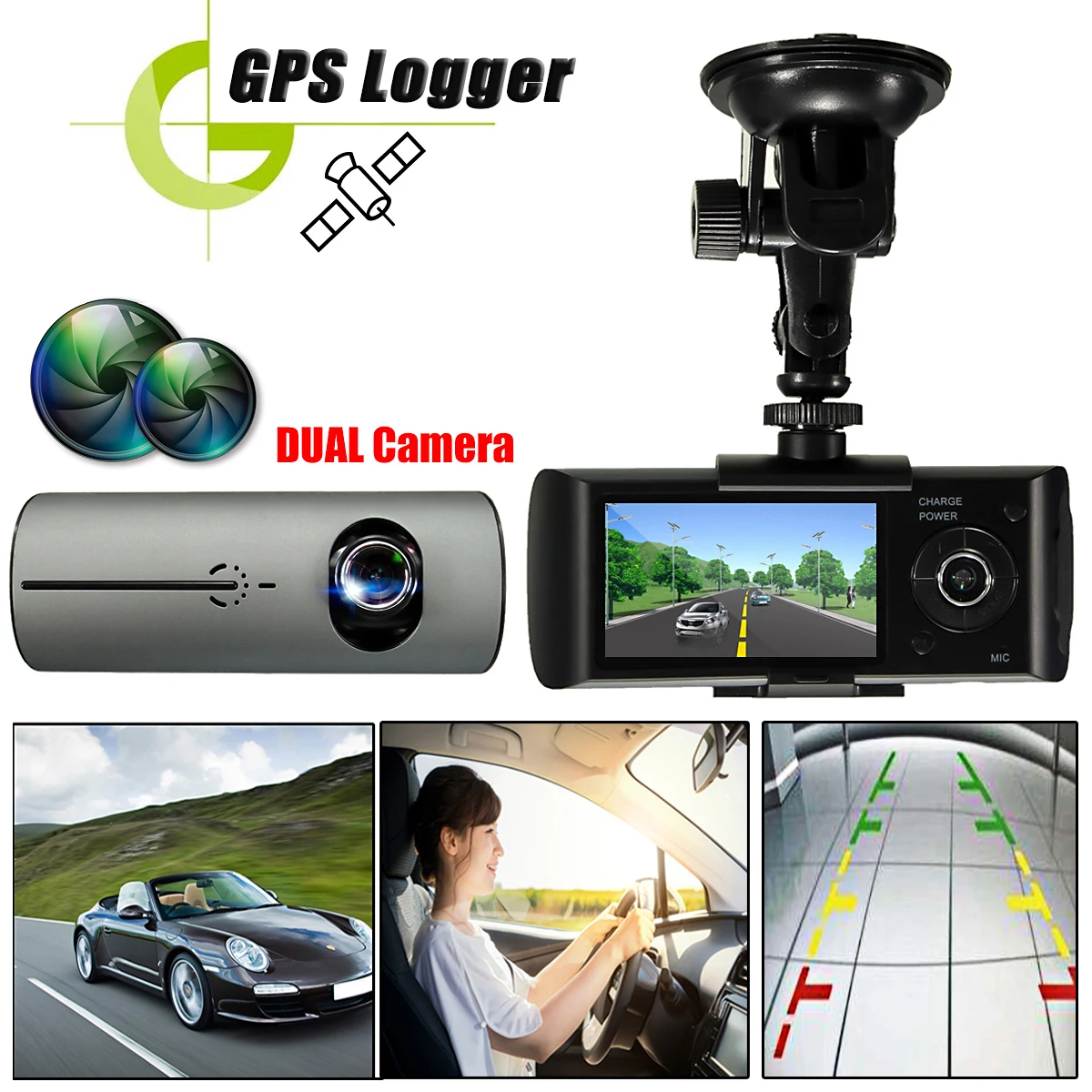 

Dual Lens Car DVR Dash Camera with Camcorder 140 Degree Wide Angle 2.7inch Cam Video Digital Recorder