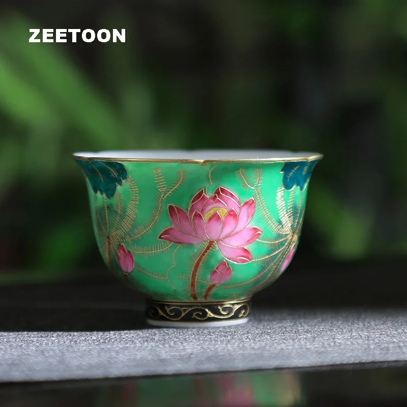 

70ml Boutiques Jingdezhen Ceramic Filigree Color Enamel Lotus Teacup Master Cups Tea Bowl Kung Fu Tea Set Cup Vintage Home Decor