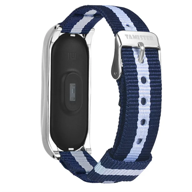Fashio Navy Nylon Wristband Canvas Sport Strap Watch Band Replacemen For Xiaomi Mi Band 3 Watch band Size 25x1.95x0.54cm 40MR1408