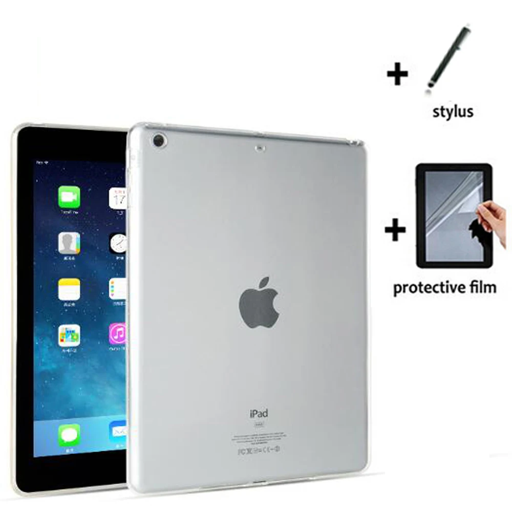 

TPU Luxury Ultra Slim Transparent Soft Gel Case Cover +1x Film +Stylus For Apple iPad Pro 12.9 2015 A1584 A1652 2017 A1670 A1671