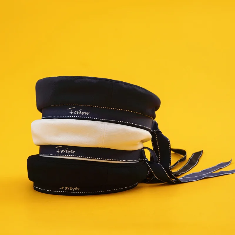 

Autumn Winter Fashion Ribbon Women Berets Dome Caps For Female Navy Style Sailor Painter Model Hats Outdoor Lady News Cap Bl27