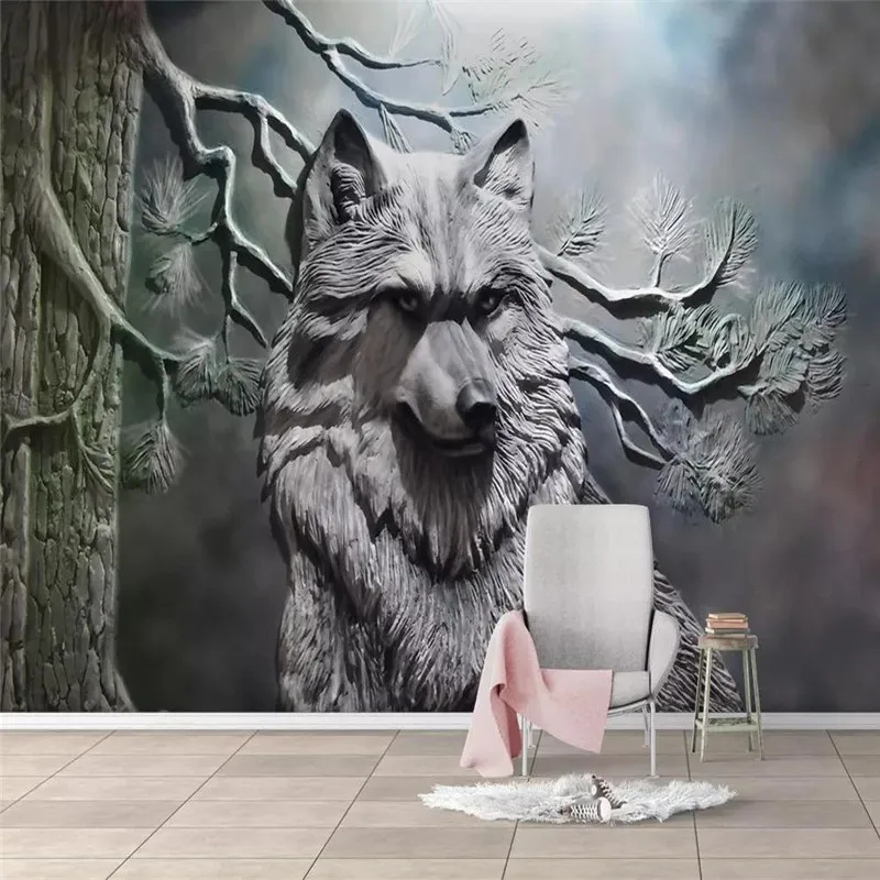 

Custom 3d mural 3D stereo forest wolf background wall decoration painting wallpaper mural photo wallpaper