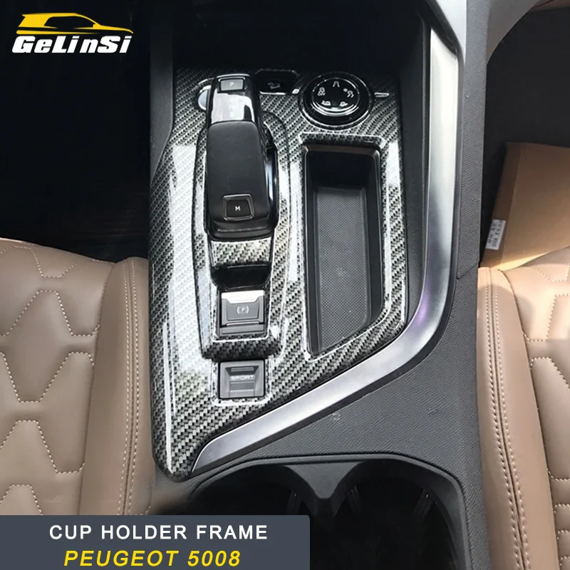

GELINSI Gear Cup holder frame cover trim Sticker Cover Interior Accessories For peugeot 5008 Auto Car-styling