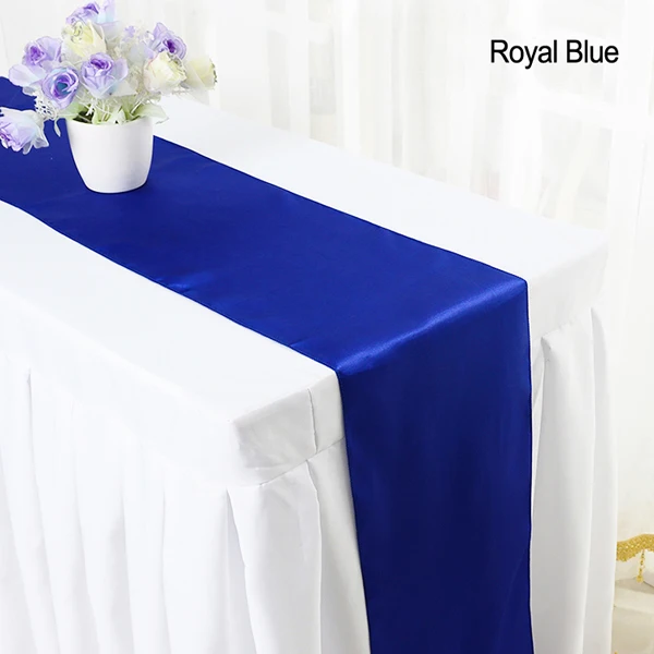 YRYIE 10 шт./лот 30*275 см современная простая зеленая Скатерть атласная ткань розовый для дома вечерние свадебные аксессуары для скатерти - Цвет: Royal Blue