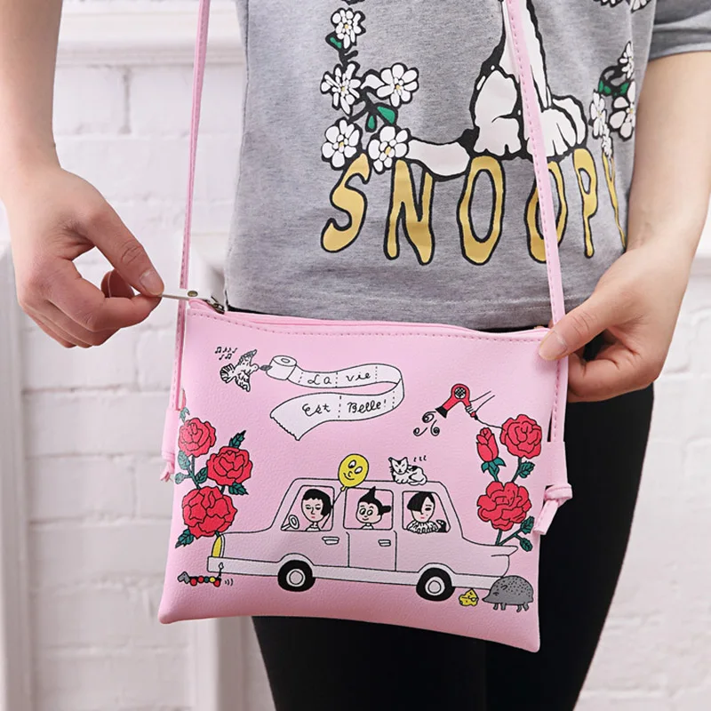 

Small Handbag Cute Women Messenger Bags PU Leather Cartoon Crossbody Bags Brand Designer Mini Flap Shoulder Bags For Woman