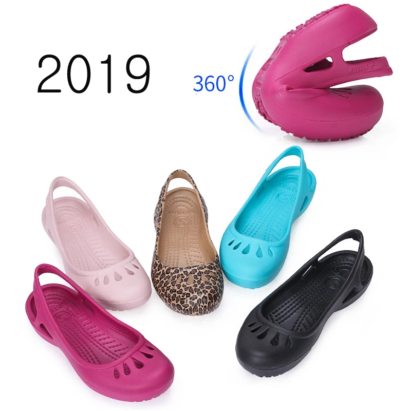 women Clogs Jelly Sandals Home Non-slip Summer Hole Shoes Female Flat slippers Plastic Female Girls Waterproof EVA Garden Shoes