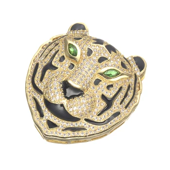 

35*37mm Micro Pave Tiger Head Charms For Jewelry Making Diy Crafts Shining Zircon Pendants Connectors For Necklace Bijoux Bedels