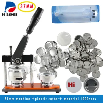 

New Pro Factory Directly Selling 1-1/2" 37mm Badge Button Maker Machine +Circle Cutter+1000 Sets Metal Pinback Material
