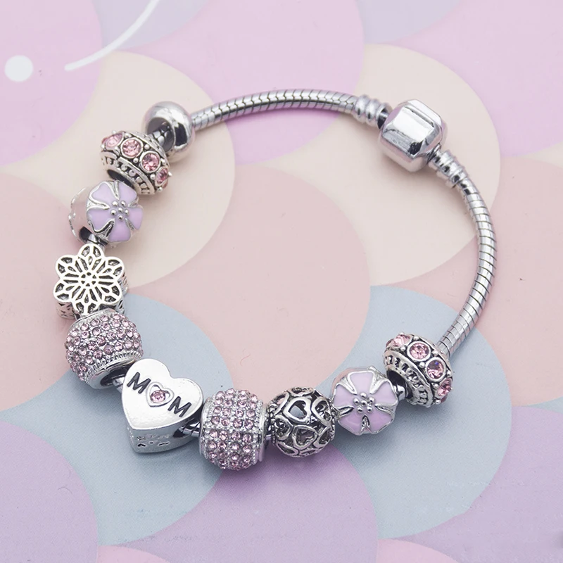 

wholesale Pink LOVE MM Lady Bracele fashion charm DIY Bracelet Gift