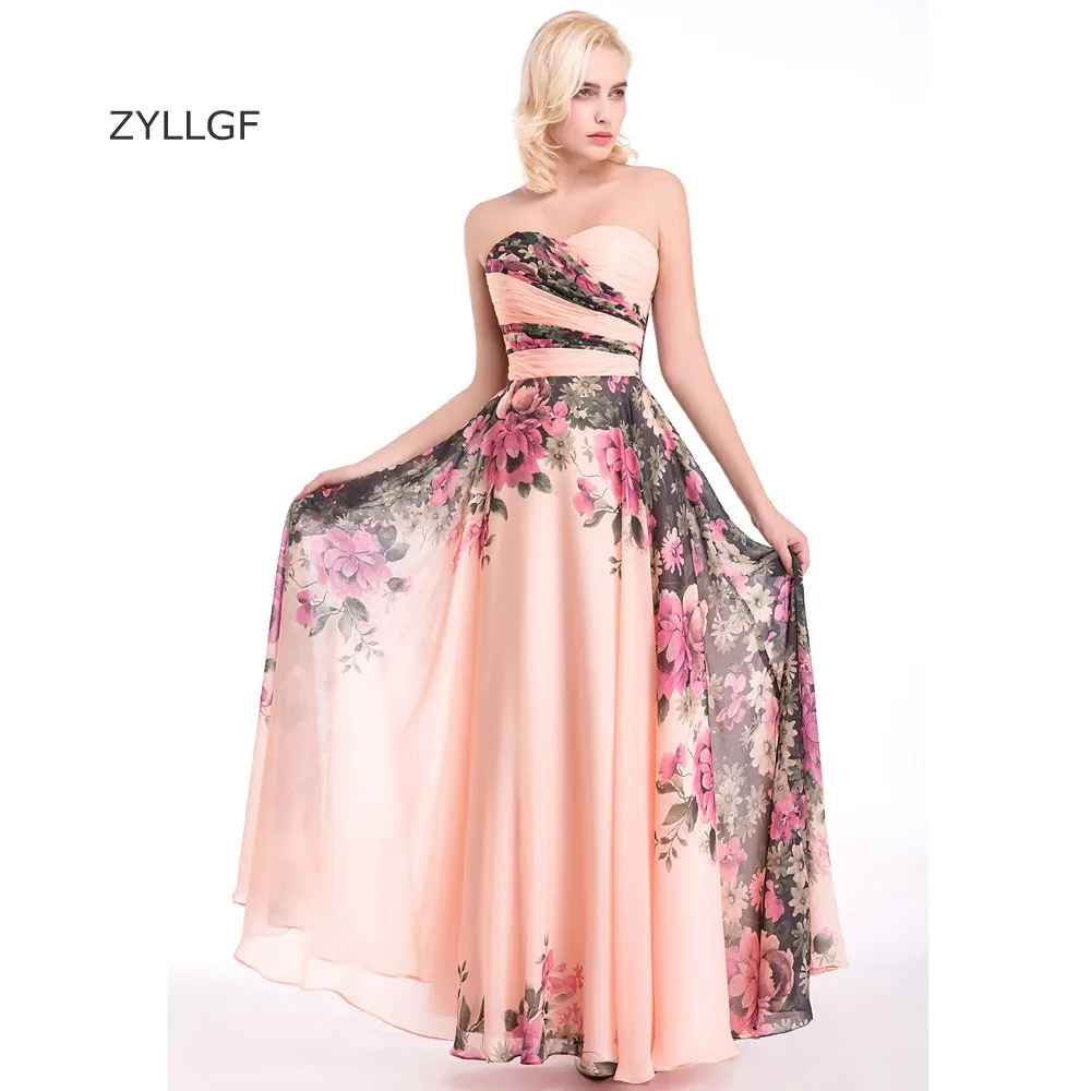 Zyllgf Vestido Де Noite Longo Elegante Festa Кружево на спине печатных шифон платье подружки невесты Haute Couture Наряды на свадебную вечеринку q37