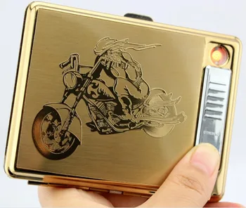 

USB lighter cigarette case for 20 cigarettes pack
